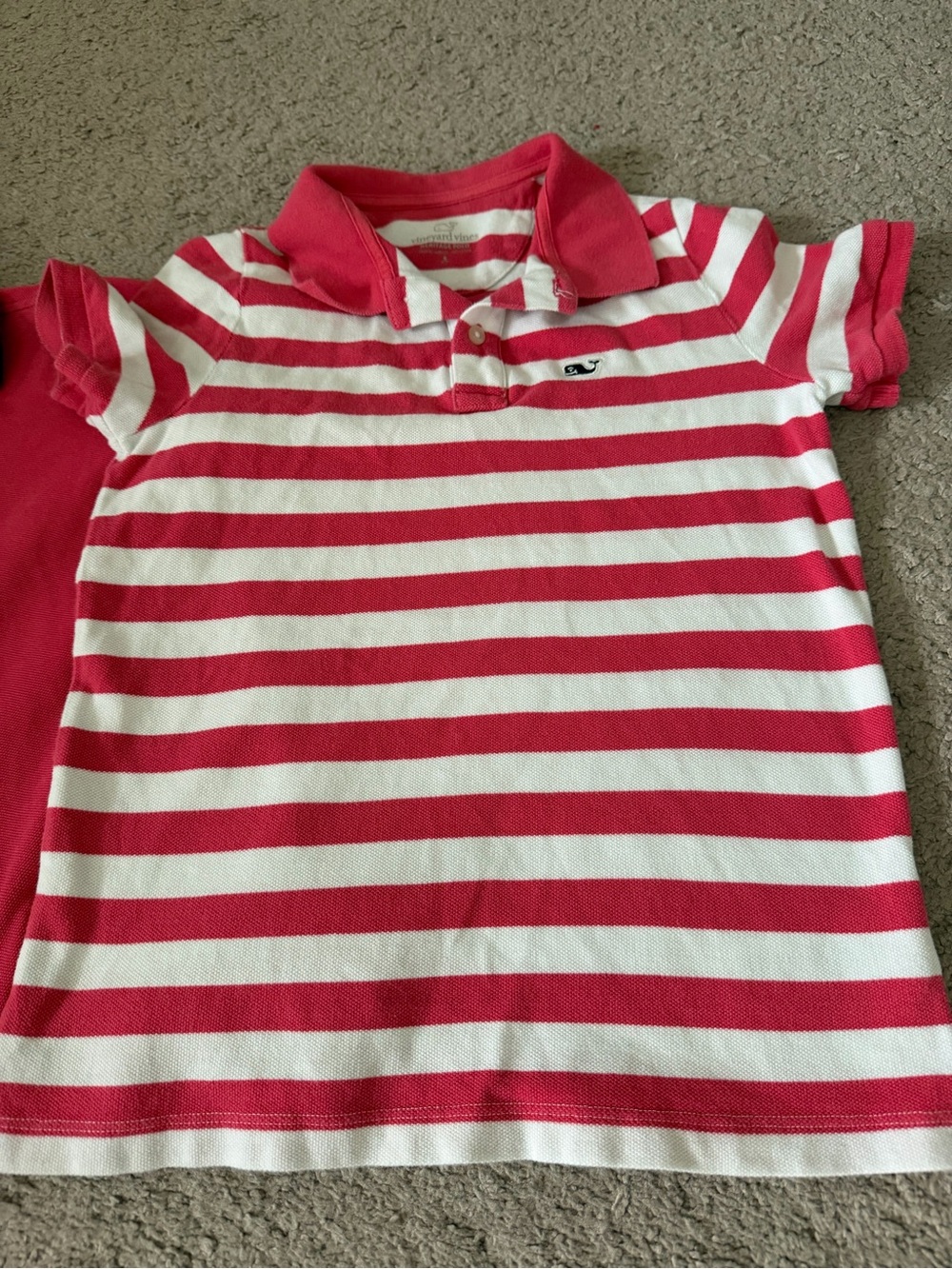 Vineyard Vines Lot of 2 Boys Polo Shirt Size Medium 8-10 Pink/ Pink Striped - Picture 2 of 5